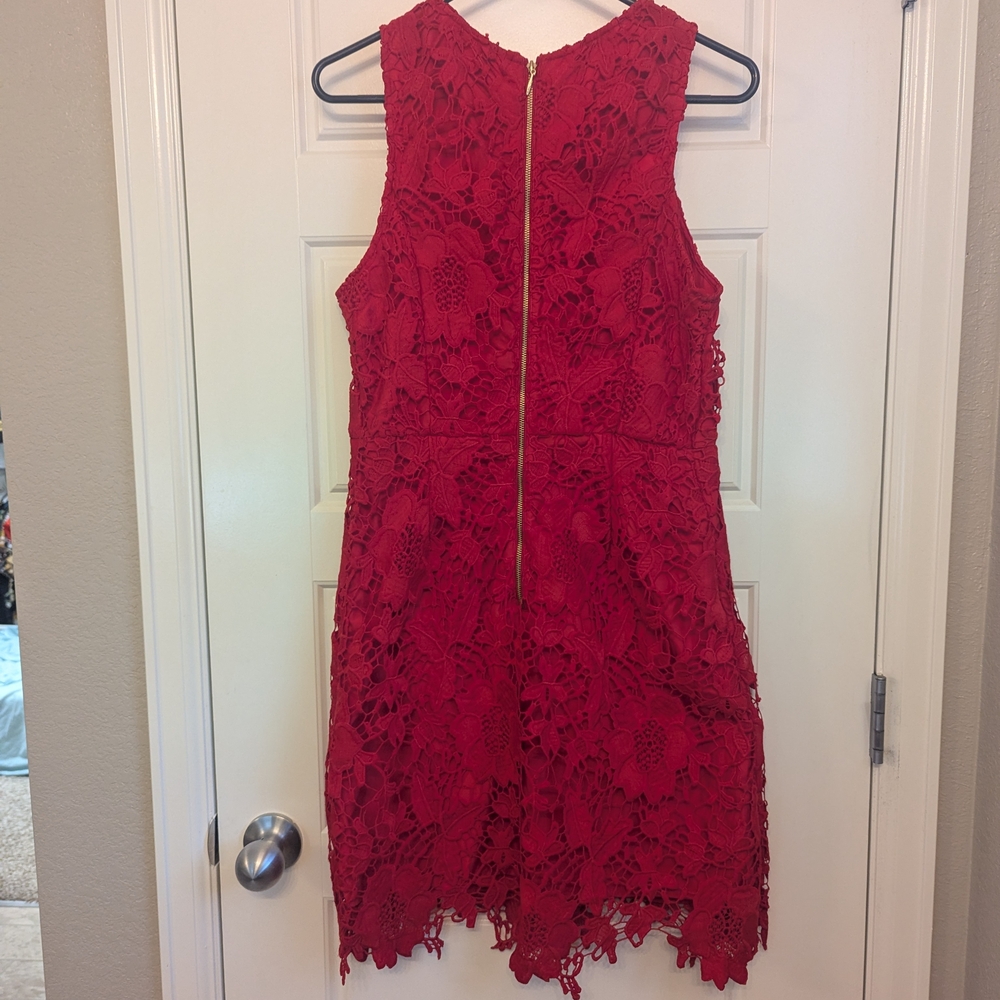 Elegant Red Lace Dress - Picture 4 of 6